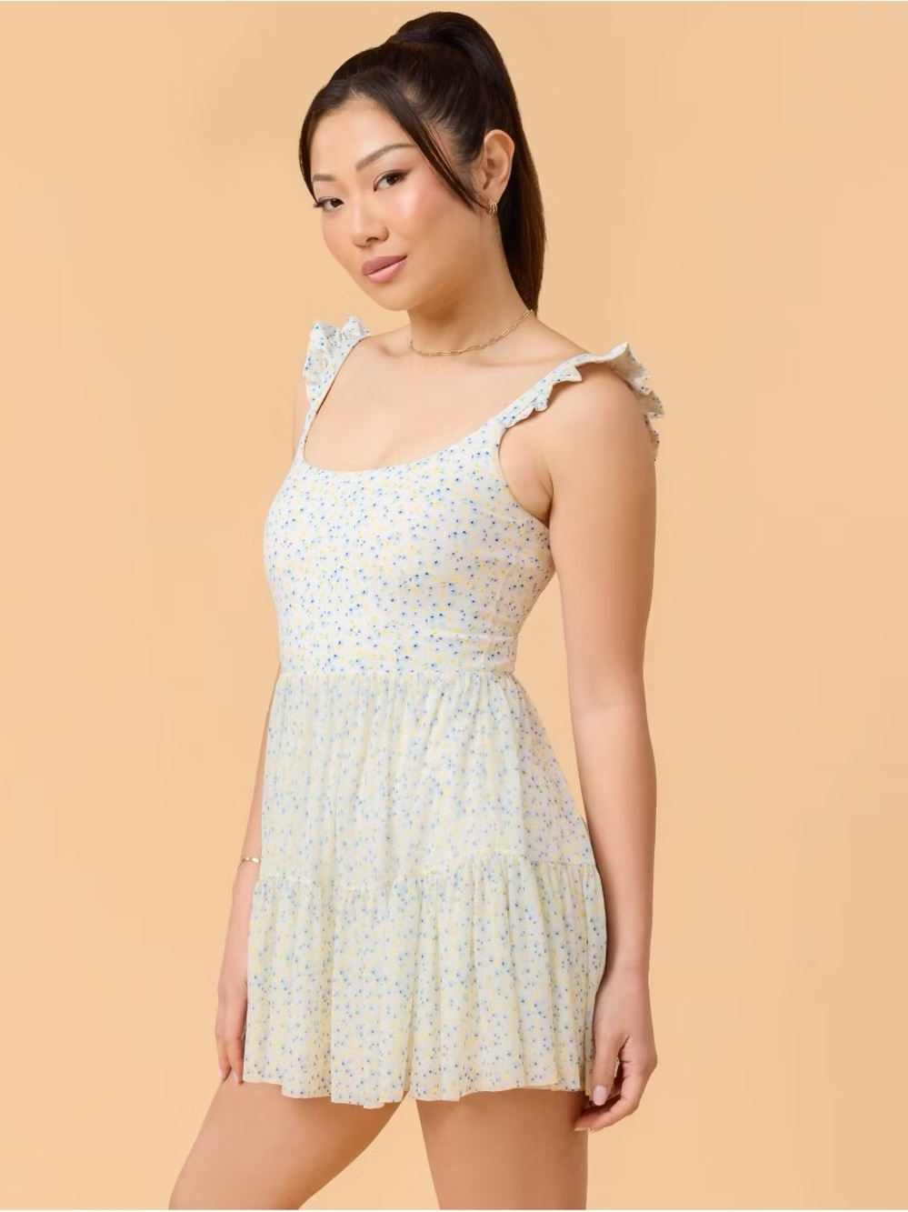 Blogilates Ballerina Ruffle Dress - White Floral Print, Sz XS, NWT
